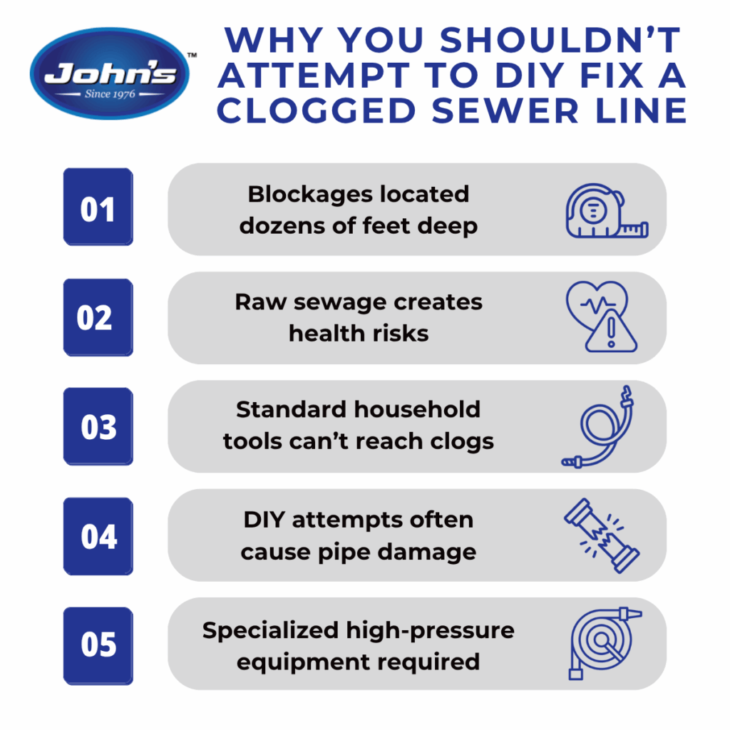 Why You Shouldn't Attempt to Unclog a Sewer Line Yourself Infographic